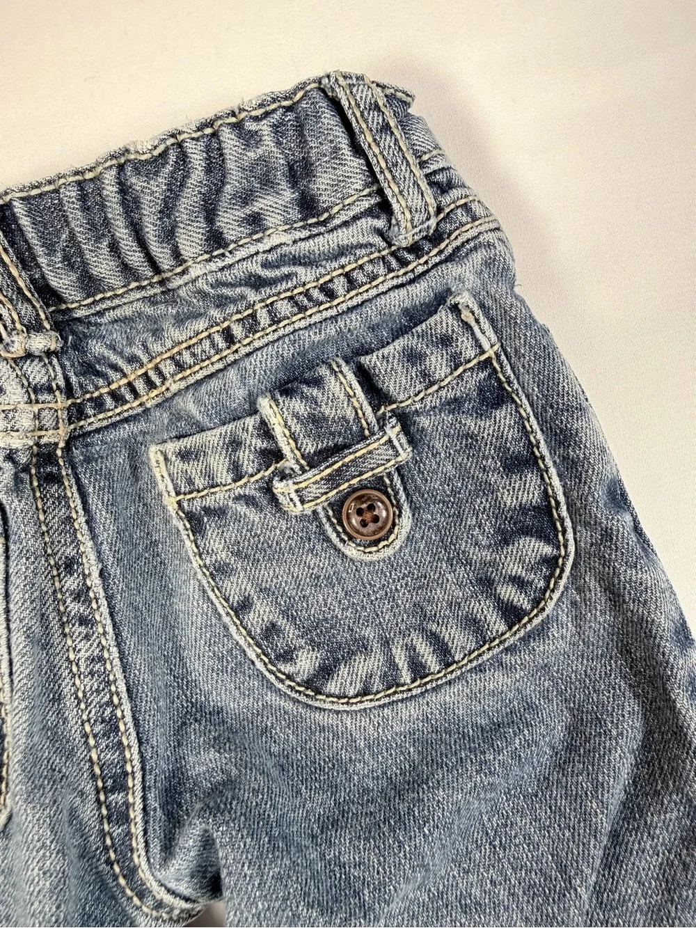 GYMBOREE Vintage Toddler Girl Denim Bow Applique Roll Cuff Y2K-Inspired Jeans 2T